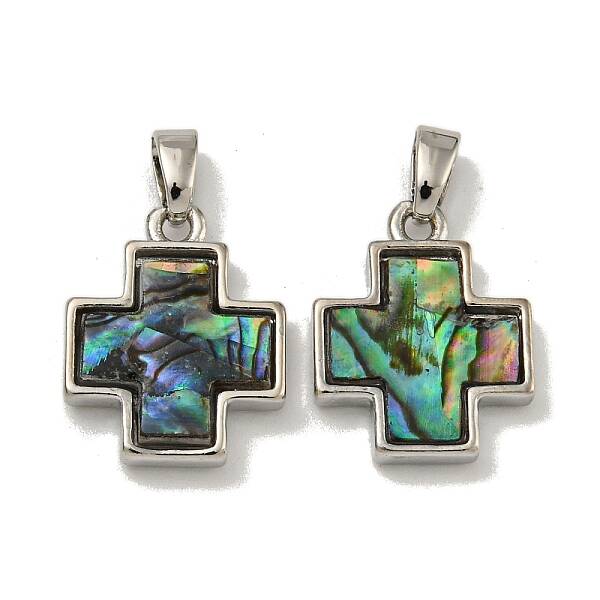 Rack Plating Brass Natural Paua Shell Pendants