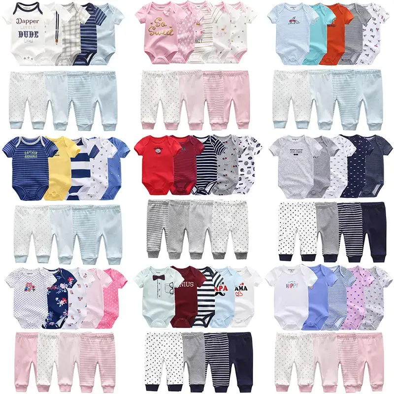 Newborn Baby Clothes 9-Piece 100% Cotton Soft Comfortable Unisex Baby Gift Set, Suitable For 0-12 months Baby Set