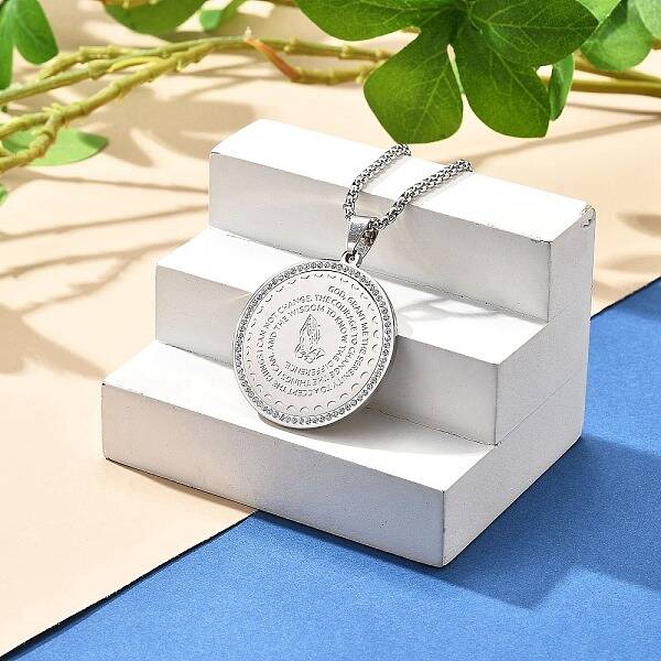 304 Stainless Steel Rhinestone Pendant Necklaces for Women