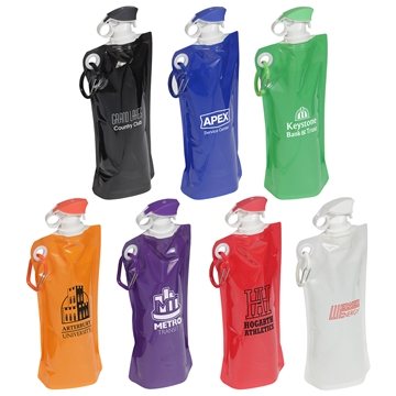 150 Promotional Flip Top Foldable Water Bottle with Carabiner - ...