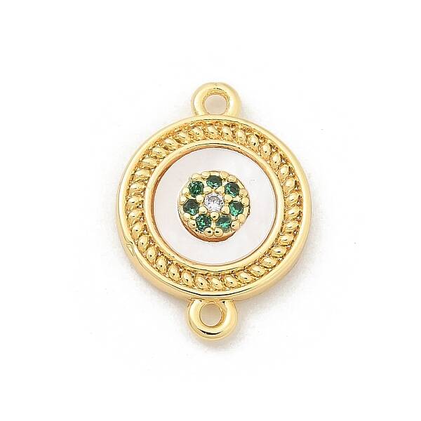 Brass Micro Pave Clear Cubic Zirconia Connector Charms