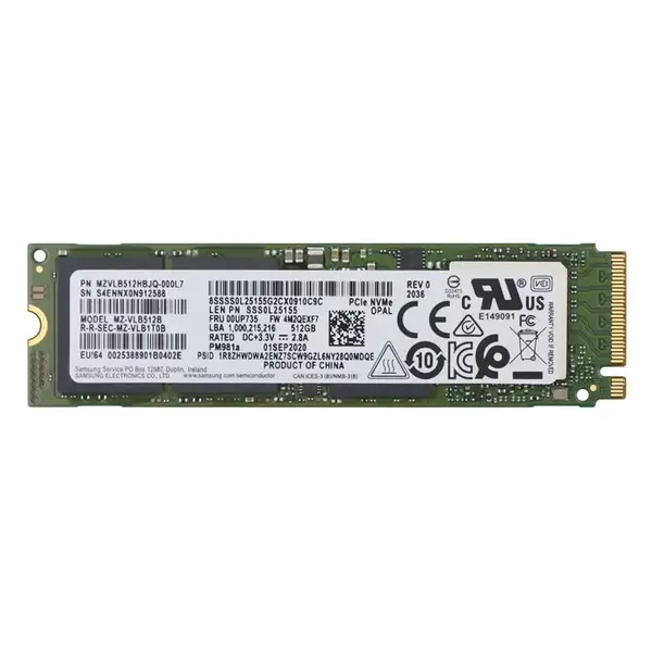 00UP735 Lenovo 512GB Triple-Level Cell PCI Express NVMe 3.0 x4 M.2 2280 Solid State Drive