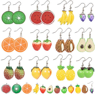 DIY Dangle Earring Making Resin Pendants with Tone Iron Findings and Brass Earring Hooks
