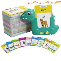 Dinosaur Design Talking Flash Card, Colorful Bilingual Talking Flash Card, Bilingual Flash Cards, Sensory Speech Audible Toys...