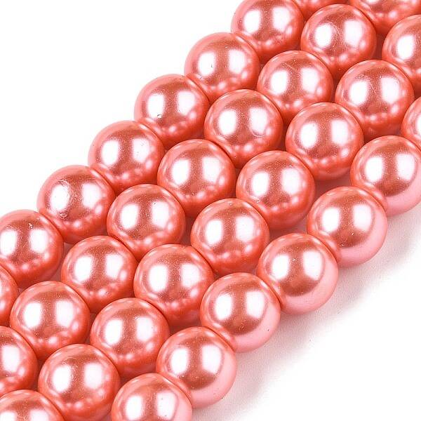 Baking Painted Pearlized Glass Pearl Round Bead Strands