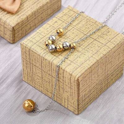 304 Stainless Steel Round Beaded Cable Chain Necklaces