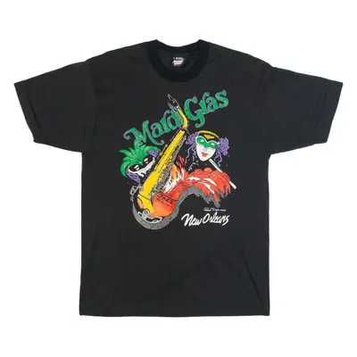 SCREEN STARS BEST Mardi Gras New Orleans Boys T-Shirt Black USA L