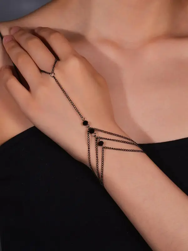 Women's Elegant Tiered Layered Bracelet, Classic Personality Fashionable Adjustable Ring Linked Design Matching Bracelets, Tr...