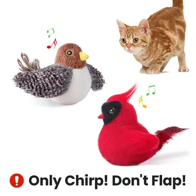 Potaroma (DON'T FLAP) Chirping Birds 2 Pcs Cat Toys with SilverVine, Interactive Cat Kicker, Lifelike Birdie Tweets, Indoor K...