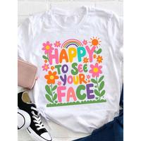 [Vibrant Teacher T-Shirt] Vibrant Floral Rainbow Teacher T-Shirt - Cheerful \