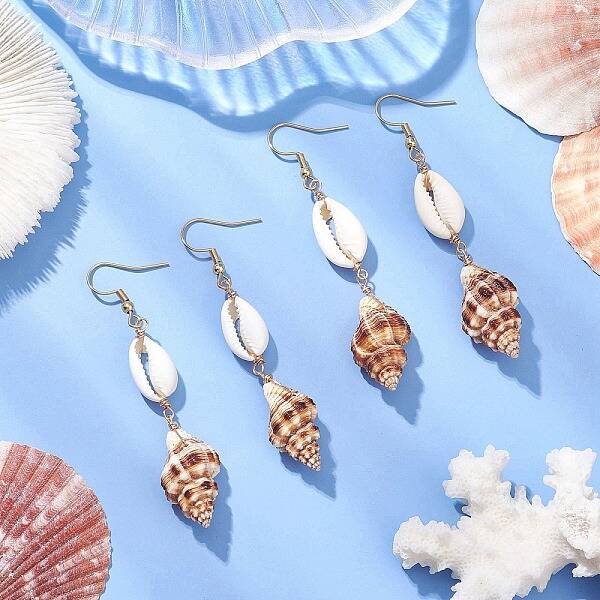 304 Stainless Steel Shell Shape Dangle Earrings