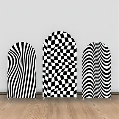 Black White Zebra Prints Plaid Arch Backdrop Kit - Aperturee