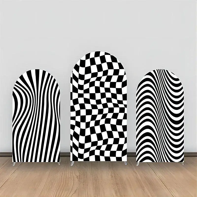 Black White Zebra Prints Plaid Arch Backdrop Kit - Aperturee