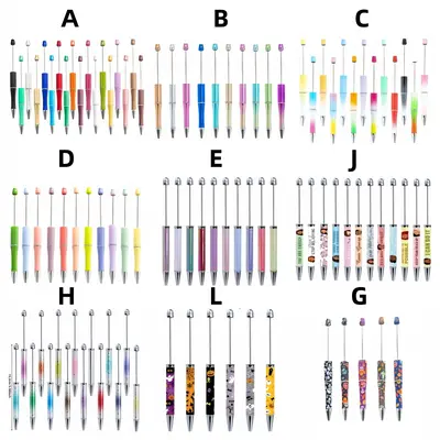 Random Color Beaded Ballpoint Pen Set, 9/10/12pcs/set Colorful Ballpoint Pen, DIY Beaded Ballpoint Pen, Office Stationery Sup...