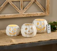 Cozy Cottage by Liz Marie Set of 3 White Jack-O-Lanterns