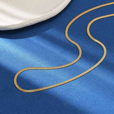 Ion Plating(IP) 304 Stainless Steel Flat Snake Chains Necklaces for Women Men