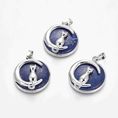 Natural Lapis Lazuli Kitten Pendants