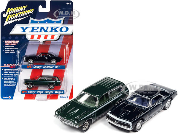 1967 Chevrolet Camaro SS Royal Plum Metallic and 1972 Chevrolet Vega Stinger Wagon Dark Green Metallic \