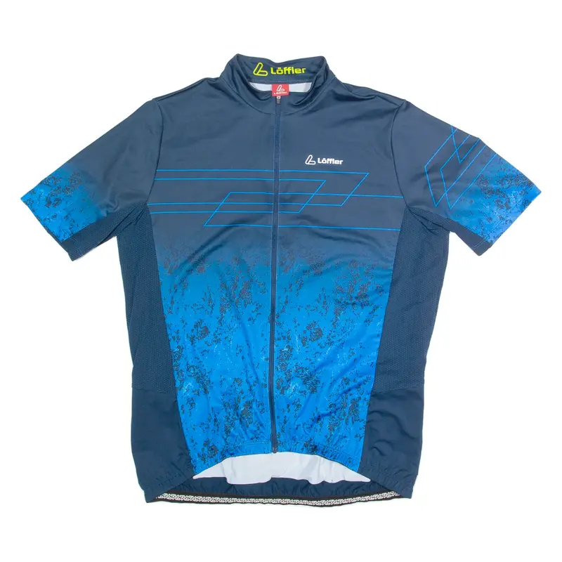 LOFFLER Cycling Zip Up Mens Jersey Blue High Neck XL
