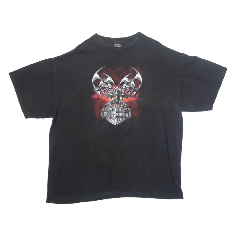 HARLEY DAVIDSON Mens Biker T-Shirt Black USA 2XL