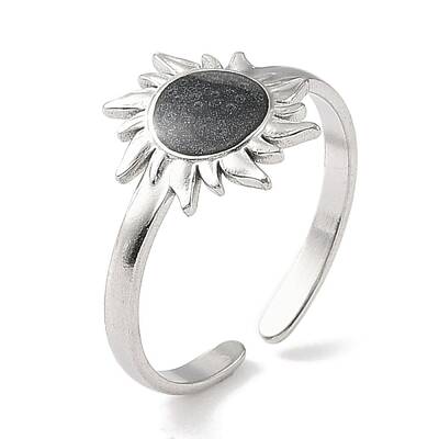 304 Stainless Steel Enamel Open Cuff Rings for Women