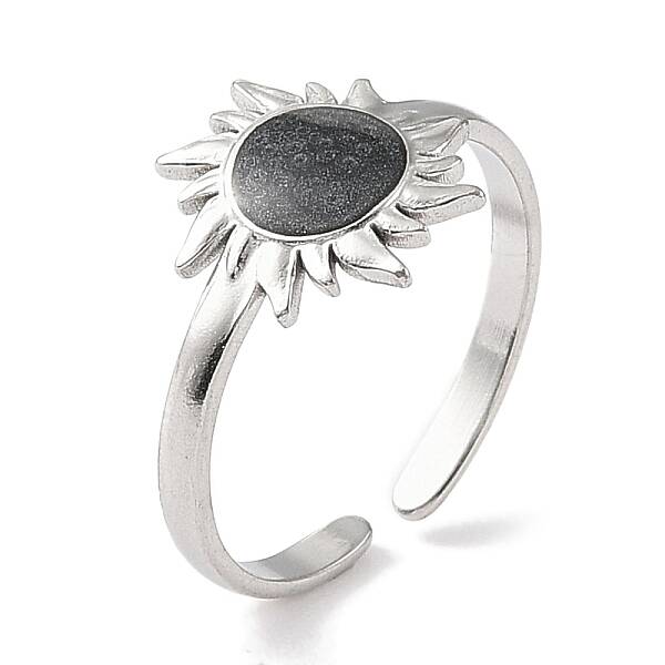 304 Stainless Steel Enamel Open Cuff Rings for Women