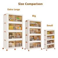 Raybee Mini Plastic Storage Bins with a Lid, Stackable Storage Containers with Wheels, Folding Storage Boxes, Closet Organize...
