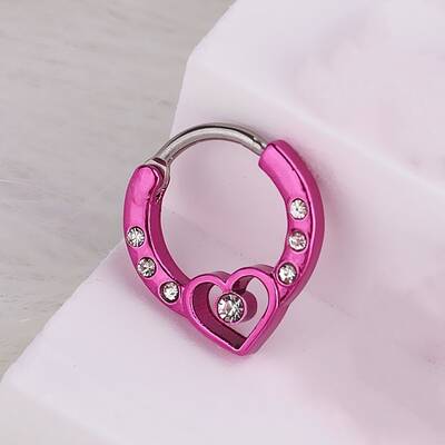 316L Stainless Steel Micro Pave Cubic Zirconia Hoop Nose Rings