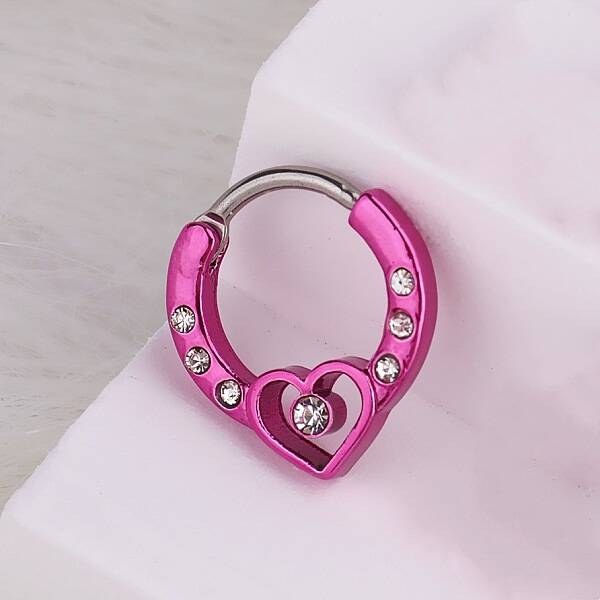 316L Stainless Steel Micro Pave Cubic Zirconia Hoop Nose Rings