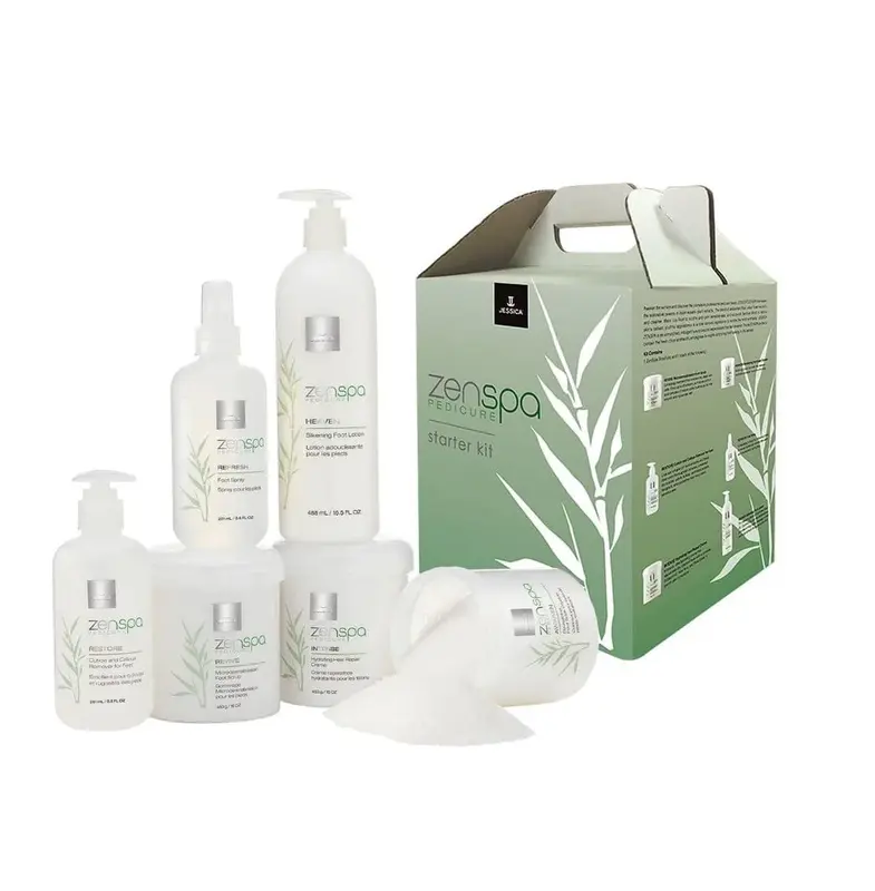 Starter Kit Set Jessica:ZenSpa Revive Volcanic Pumice Exfoliating Foot Scrub 435 g + Aloe Vera Cuticle Gel 251 ml + Vitamin E...