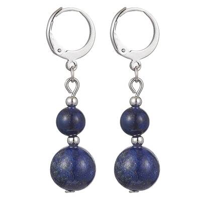 Round Natural Lapis Lazuli Dangle Earrings