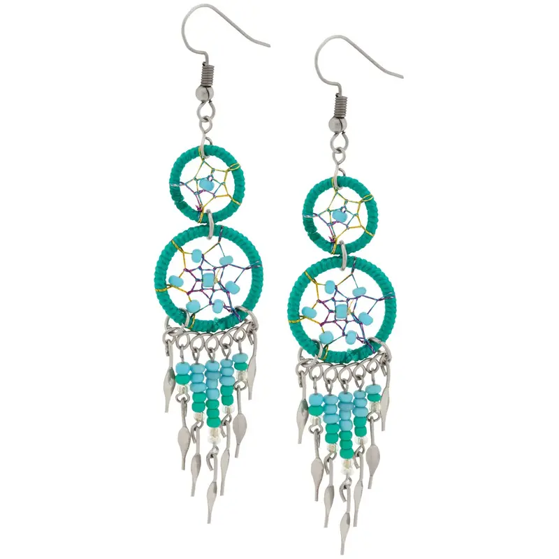 Double Dreamcatcher Dazzling Earrings - Purple