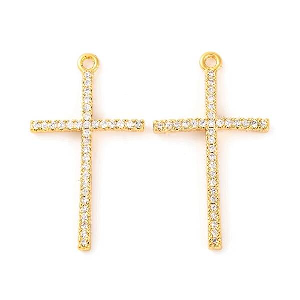Brass Micro Pave Clear Cubic Zirconia Pendants