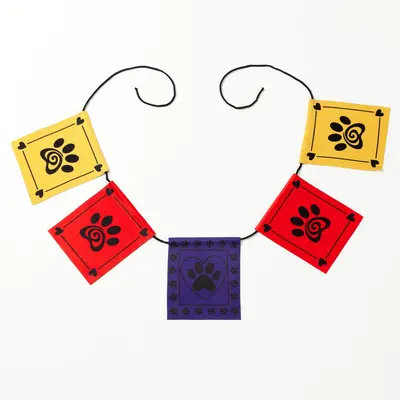 Paw Print Outdoor Flags - Blue & Green