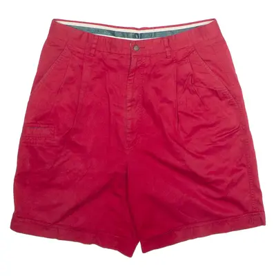LYLE & SCOTT Pleated Mens Chino Shorts Red 90s M W34