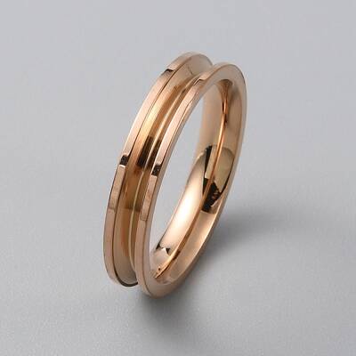 Stainless Steel Grooved Finger Ring Settings