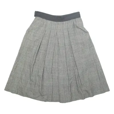 Womens Pleated Skirt Grey Midi Wool M