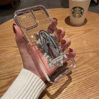 Virgin Mary TPU Pattern Case for iPhone 16 15 14 Pro Max 13 12 11 XR XS Plus Non-Yellowing Drop Protection Clear Soft Shockpr...
