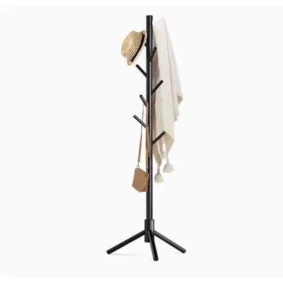 Coat Rack Stand with 8 Hooks Adjustable Coat Standing Tree Easy Assembly for  Coats, Hats, Scarves and Handbags for Entryway,...