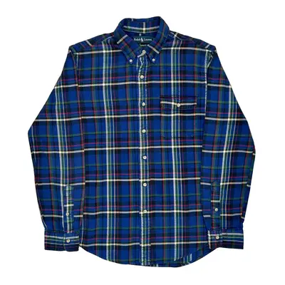 Ralph Lauren Checked Flannel Shirt - Medium Blue Cotton