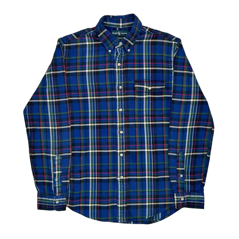 Ralph Lauren Checked Flannel Shirt - Medium Blue Cotton