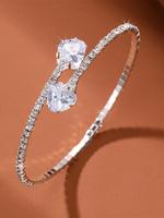 Women's Elegant Rhinestone Decor Cuff Bangle Bracelet,  Trendy Glittering Bangle Bracelet, Chic Gorgeous Jewelry As Gift for ...
