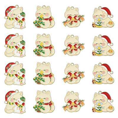 20Pcs 4 Styles Alloy Enamel Pendants