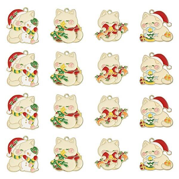 20Pcs 4 Styles Alloy Enamel Pendants