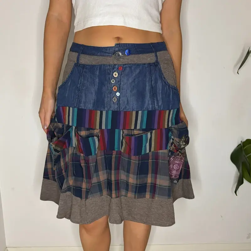 Desigual Mini Skirt - 28W UK 8 Multicoloured Cotton