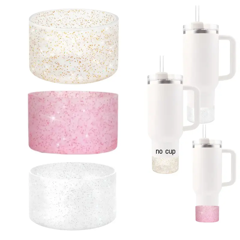Glitter Silicone Cup Boot, 3 Counts Tumbler Boot, Water Bottle Boot, Anti-scratch Cup Bottom Protector, Drinkware Accessories...
