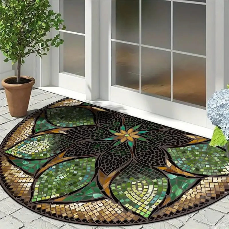 Floral Pattern Door Mat, Non-slip Soft Floor Mat, Rectangle Home Decorative Mat for Living Room Bedroom, Home Decor