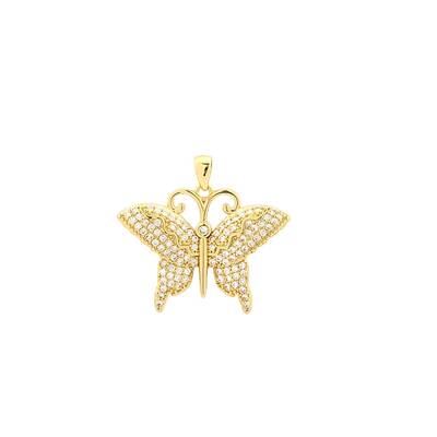 Golden Brass Micro Pave Cubic Zirconia Pendants