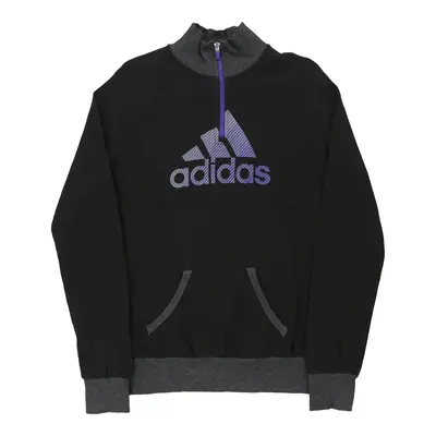 Adidas Spellout 1/4 Zip - Medium Black Cotton Blend