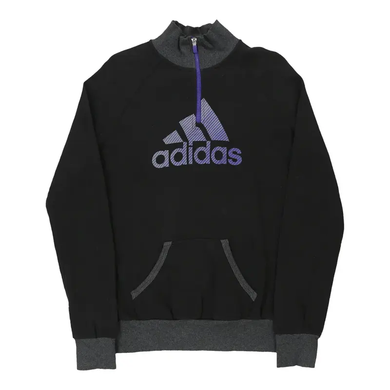 Adidas Spellout 1/4 Zip - Medium Black Cotton Blend